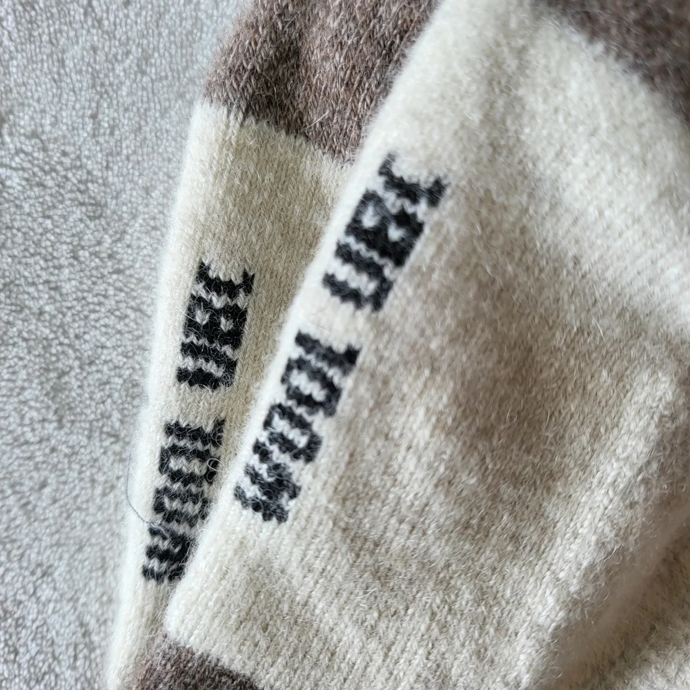 Wool Blend Kids' Socks in Cream and Brown